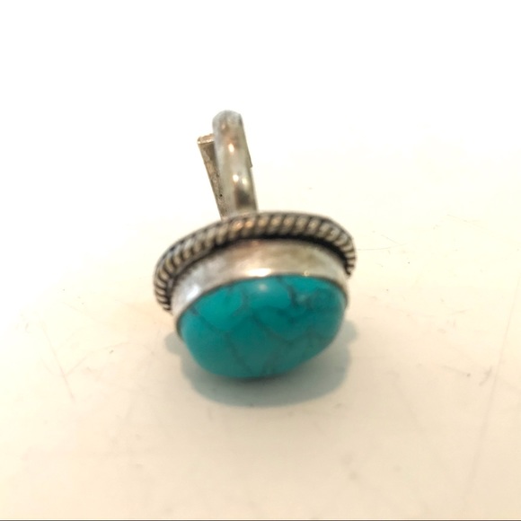 Semi-Precious Turquoise & Silver Adjustable Ring 3/4” - Picture 5 of 13